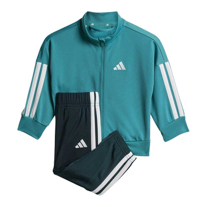 Teal-White - Front - Adidas Baby 3 Stripes Tracksuit Set