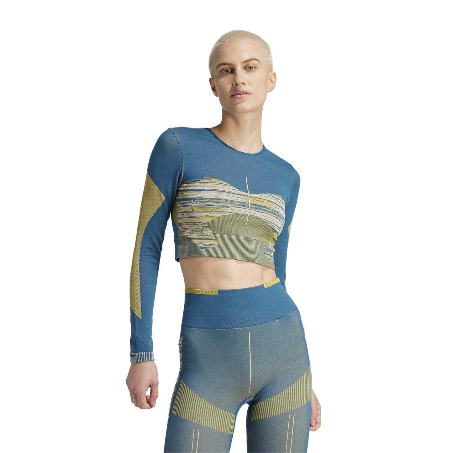 Green - Side - Adidas Womens-Ladies Crew Neck Slim Long-Sleeved Jersey