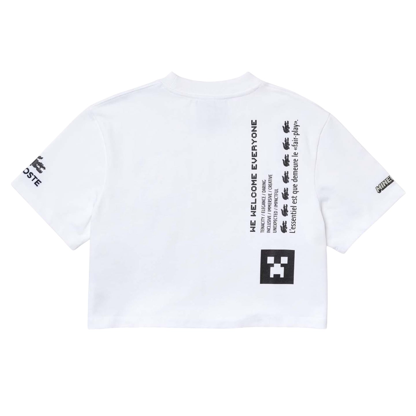 White - Back - Lacoste Womens-Ladies Minecraft Organic Cotton T-Shirt