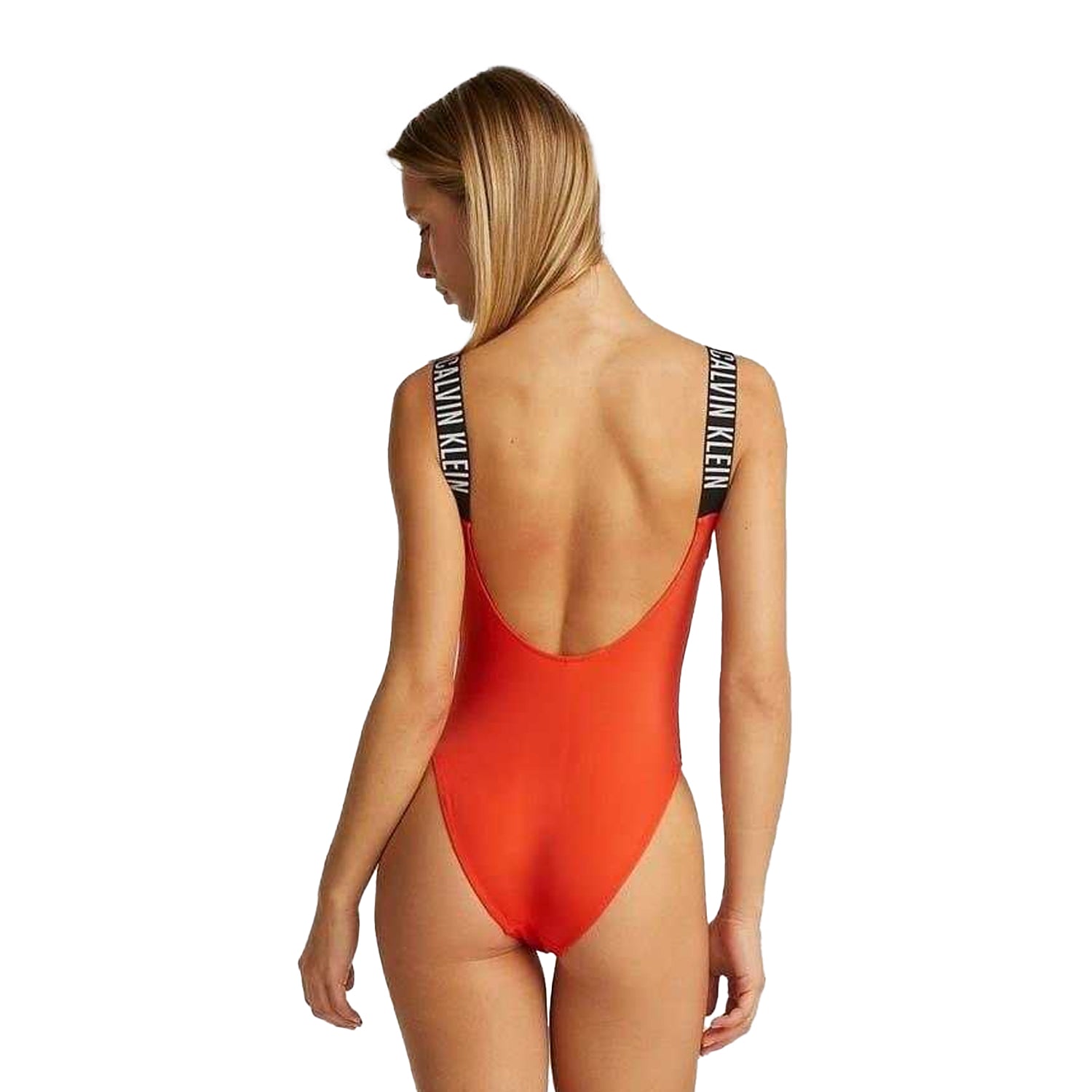 Chilli Red - Back - Calvin Klein Womens-Ladies Scoopback One Piece Swimsuit