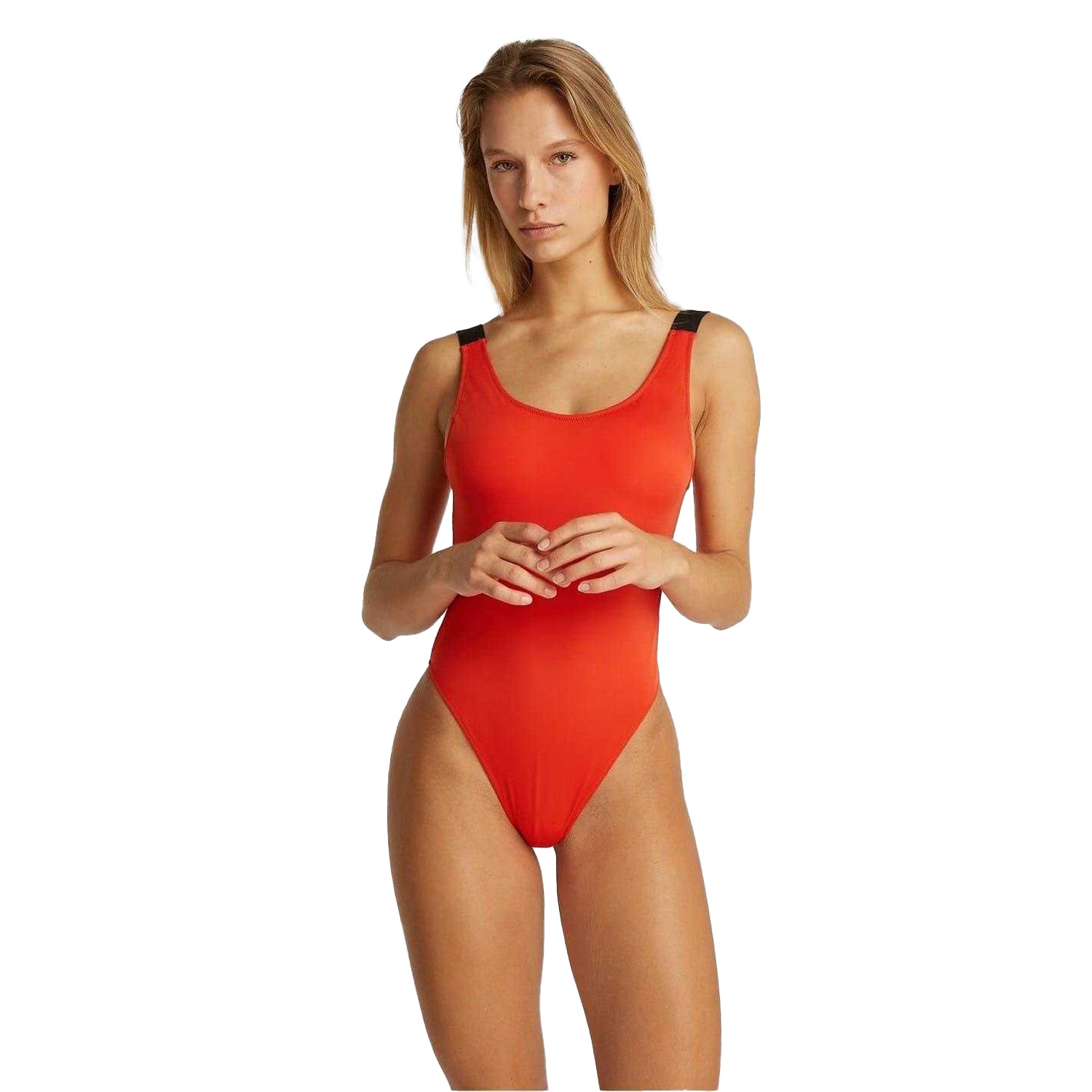 Chilli Red - Side - Calvin Klein Womens-Ladies Scoopback One Piece Swimsuit