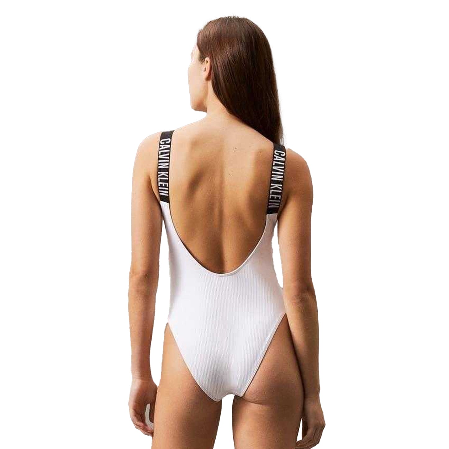Brilliant White - Back - Calvin Klein Womens-Ladies Scoopback One Piece Swimsuit