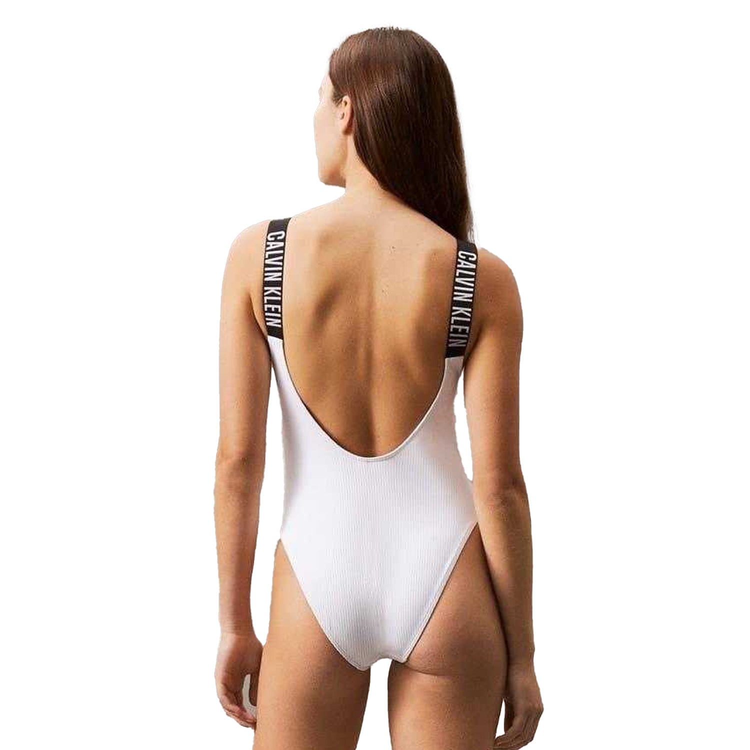 Brilliant White - Back - Calvin Klein Womens-Ladies Scoopback One Piece Swimsuit