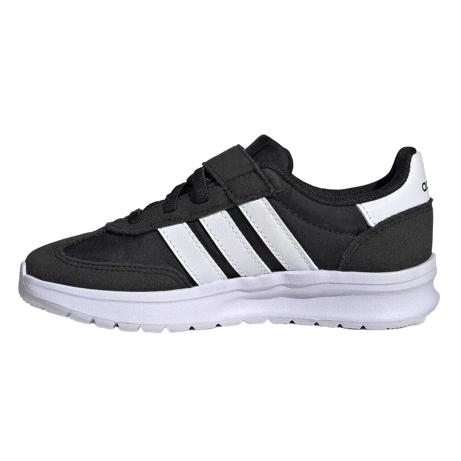 Black-White - Side - Adidas Childrens-Kids Run 70s 2.0 Retro Cloudfoam Trainers