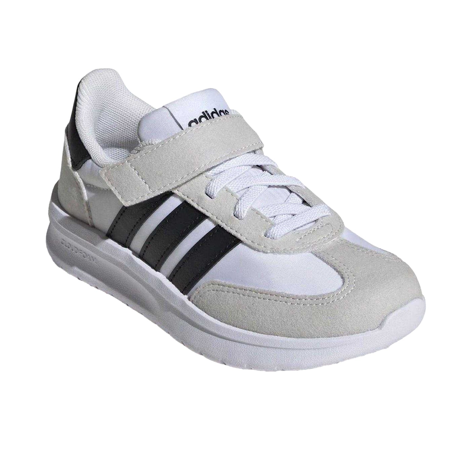 White-Black - Pack Shot - Adidas Childrens-Kids Run 70s 2.0 Retro Cloudfoam Trainers