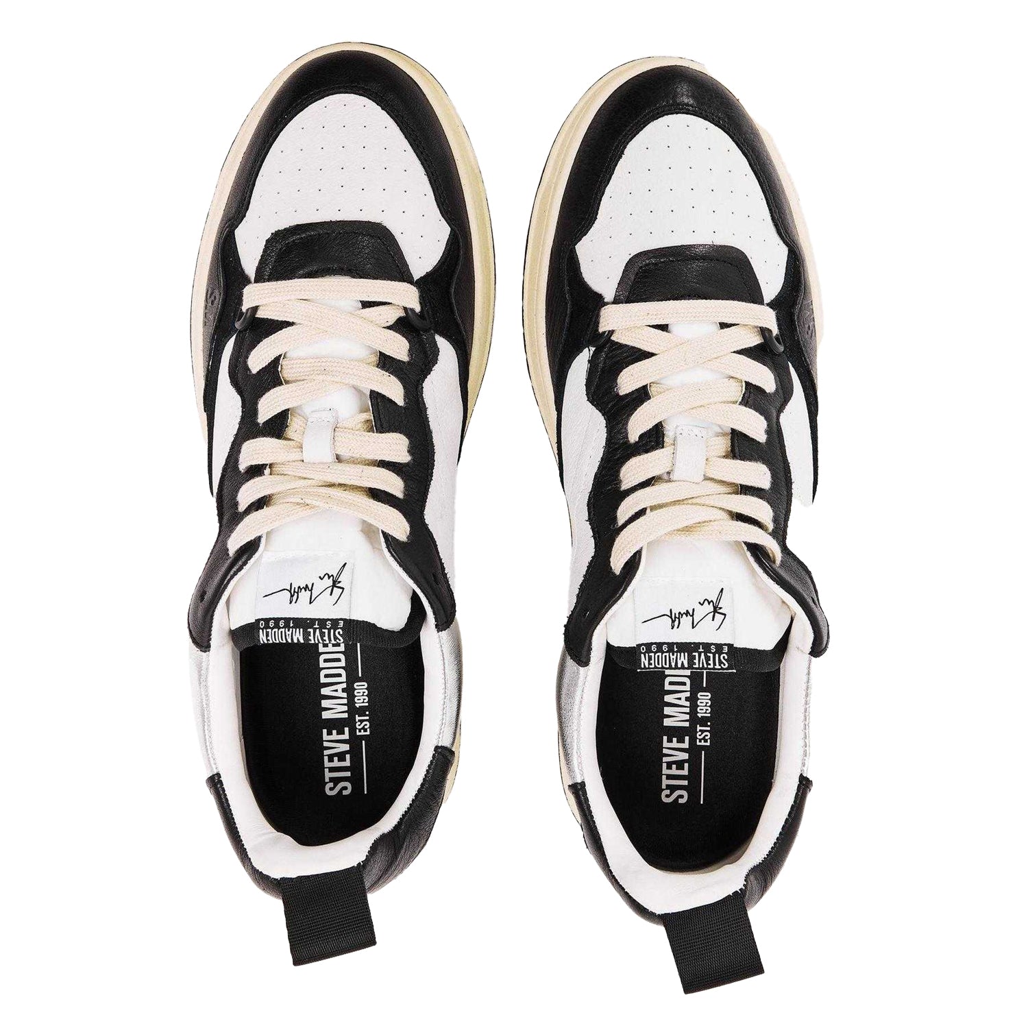 Black-White - Side - Steve Madden Mens Easton Trainers