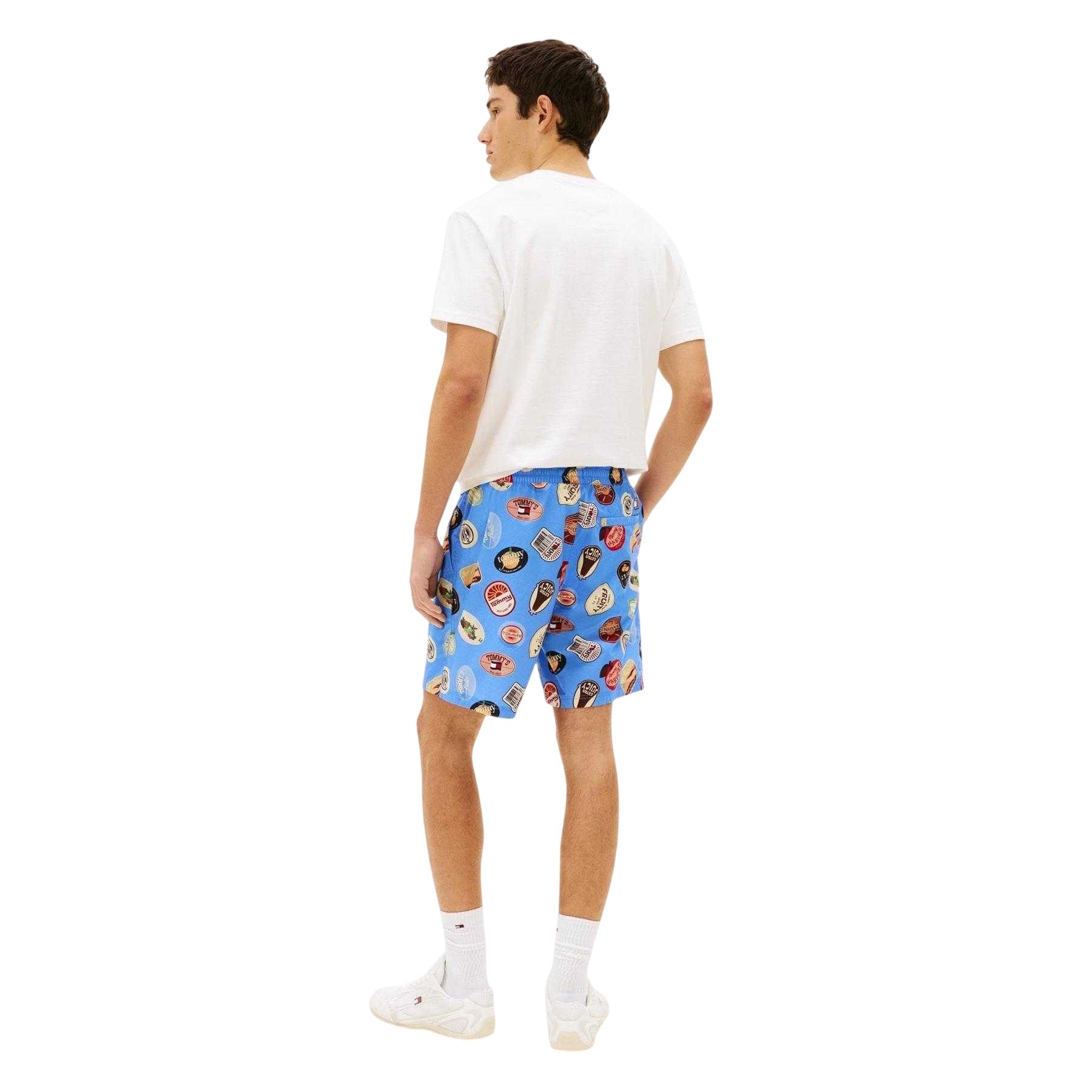 Twilight Blue - Back - Tommy Jeans Mens Emblems Track Shorts