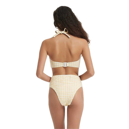 Coffee Brown-White-Black - Back - Be You Womens-Ladies Gingham Snug Fit Bikini Top