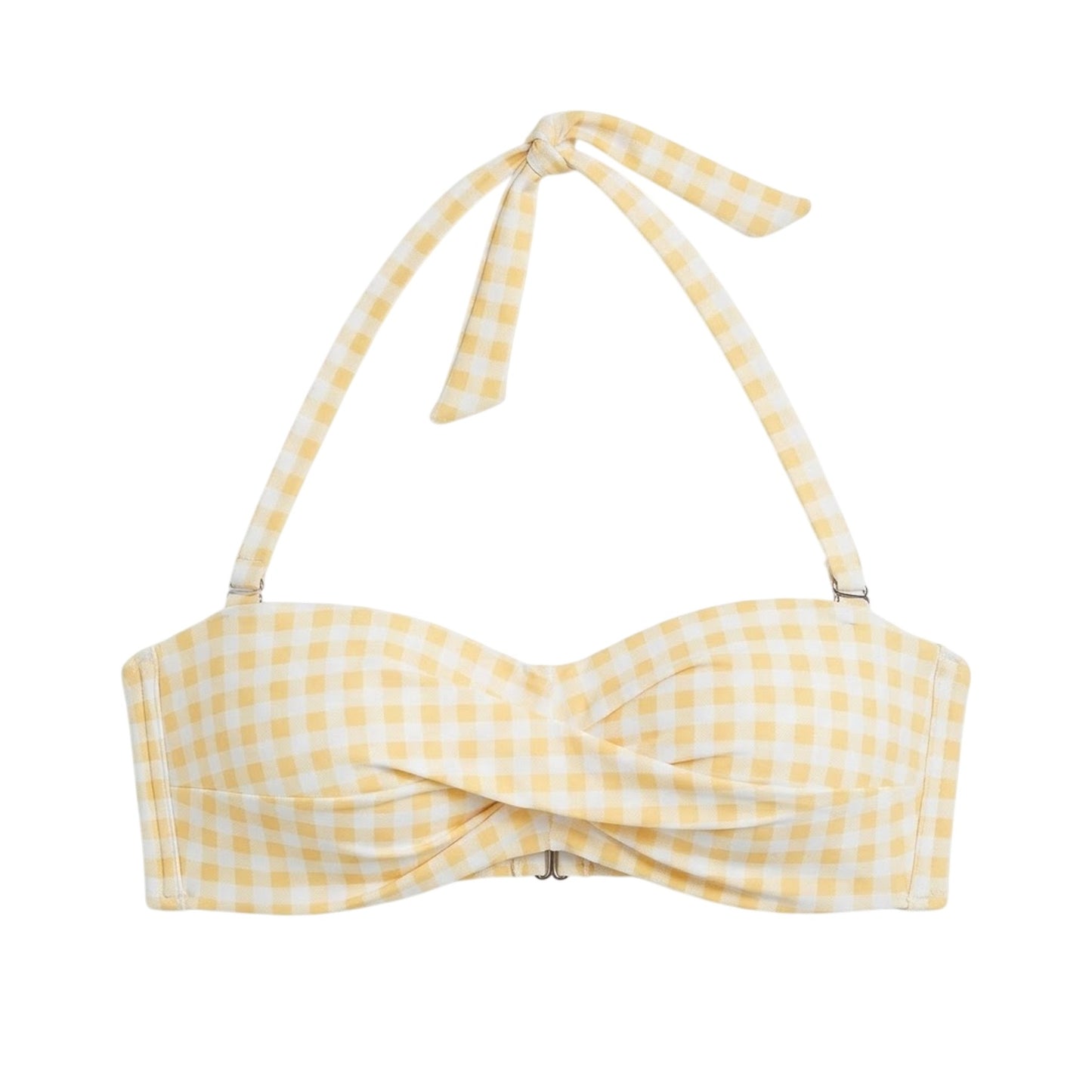 Coffee Brown-White-Black - Front - Be You Womens-Ladies Gingham Snug Fit Bikini Top
