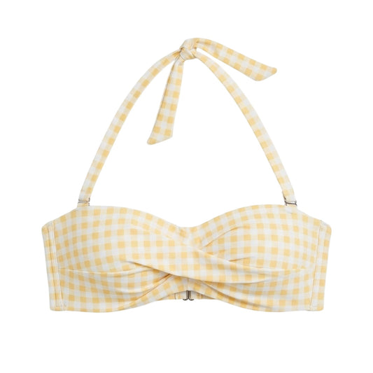 Coffee Brown-White-Black - Front - Be You Womens-Ladies Gingham Snug Fit Bikini Top