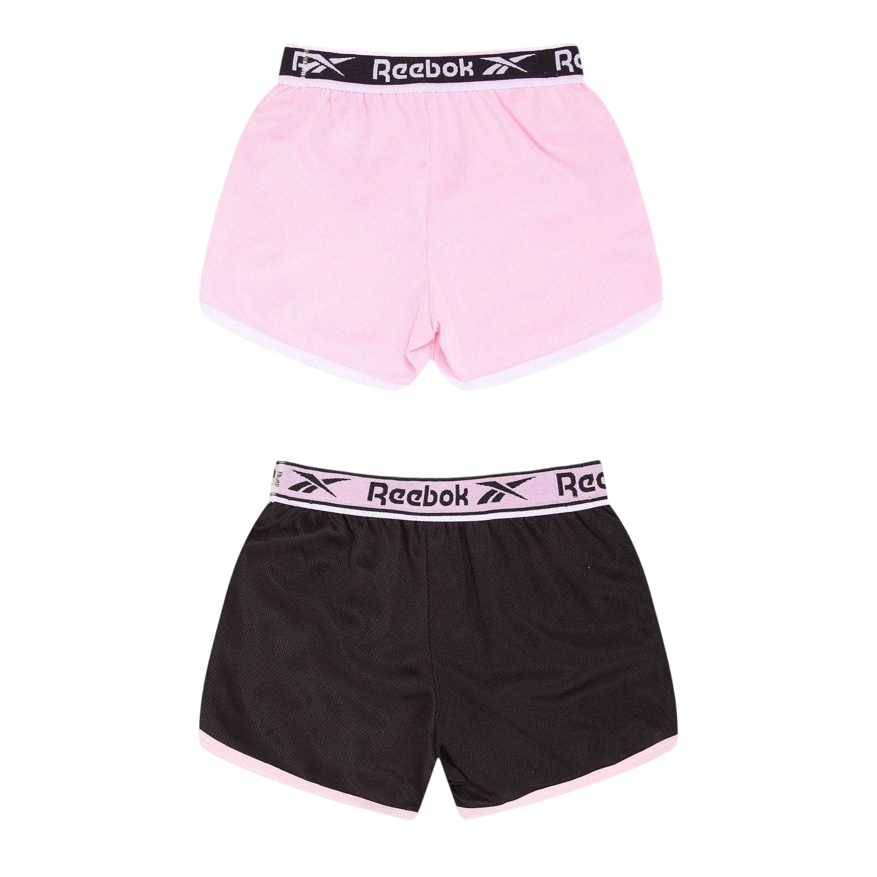 Black-Pink - Back - Reebok Girls Mesh Shorts (Pack of 2)