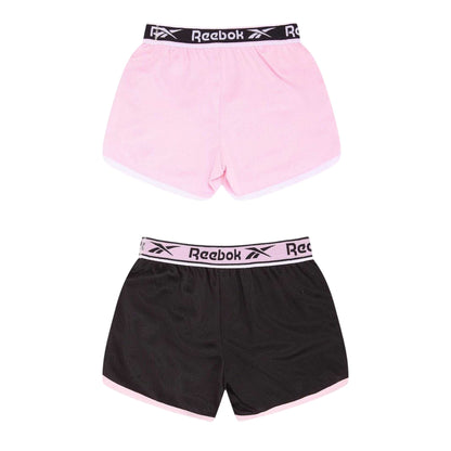 Black-Pink - Back - Reebok Girls Mesh Shorts (Pack of 2)