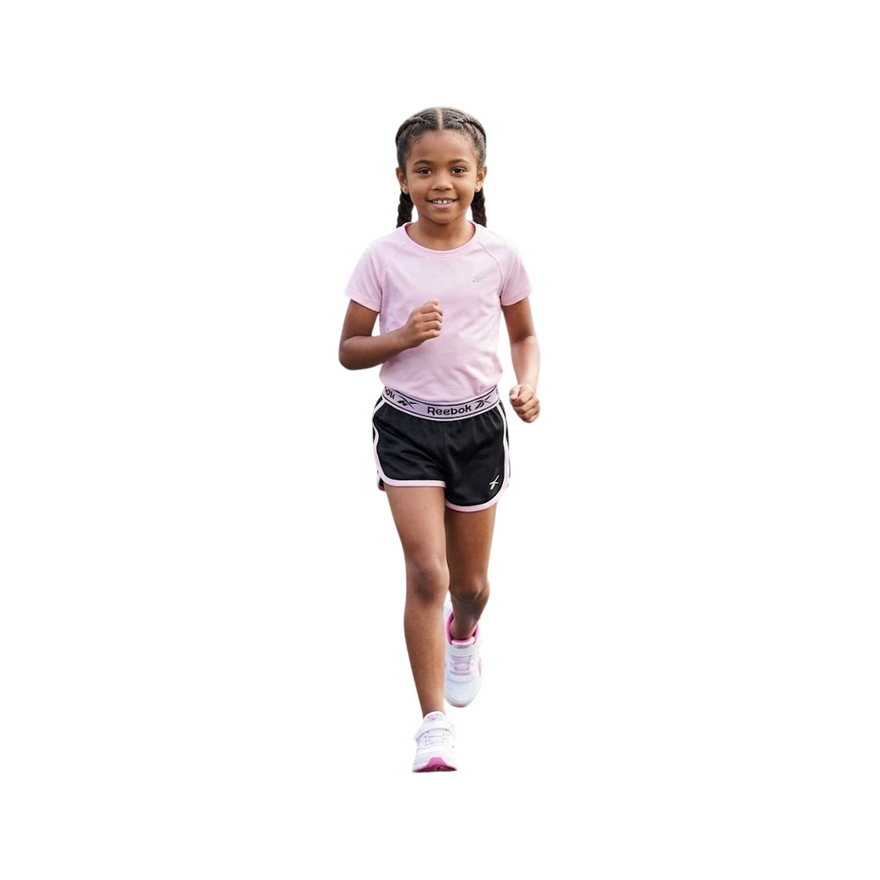 Black-Pink - Side - Reebok Girls Mesh Shorts (Pack of 2)