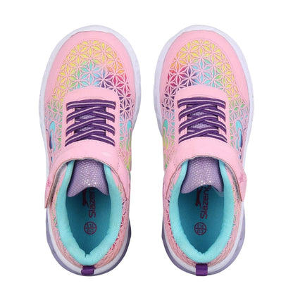 Pink - Side - Slazenger Childrens-Kids Rainbow Heart Light Up Flat Trainers
