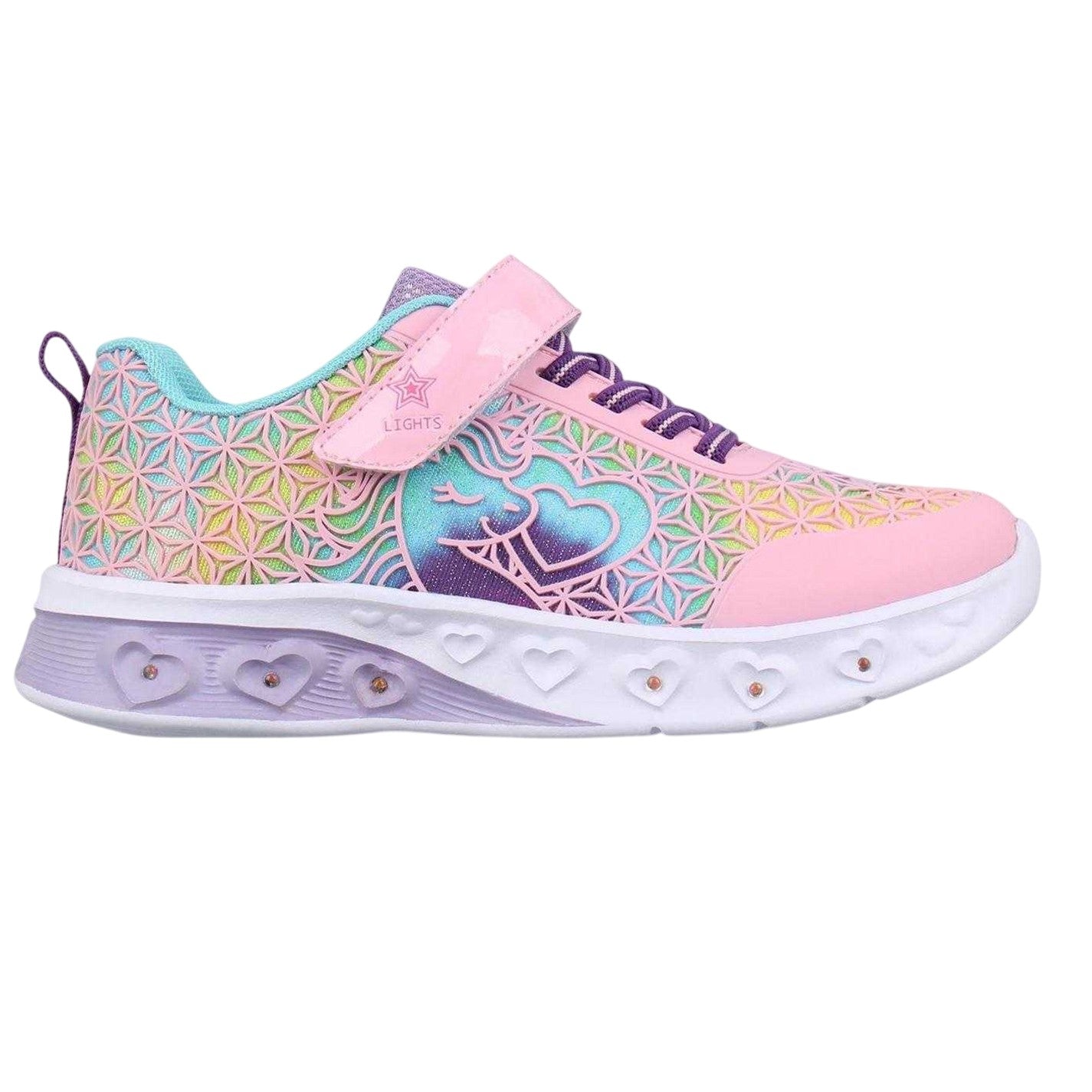 Pink - Front - Slazenger Childrens-Kids Rainbow Heart Light Up Flat Trainers