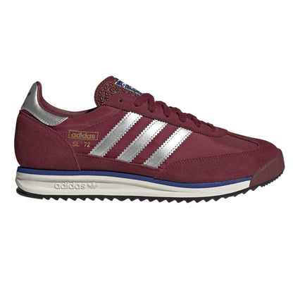 Burgundy-White - Front - Adidas Mens Originals SL72 Suede Trainers