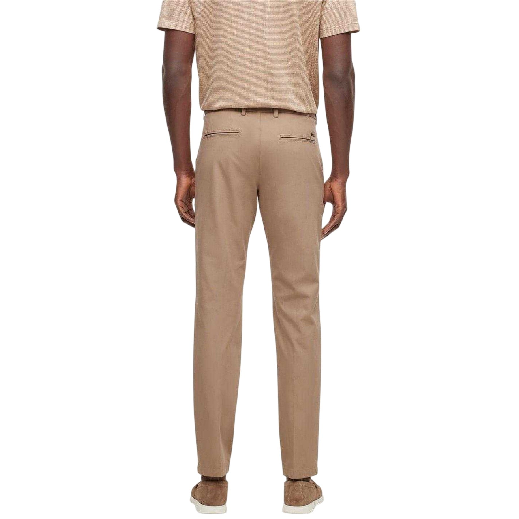 Beige - Back - Boss Mens Kaito Organic Cotton Sustainable Slim Trousers
