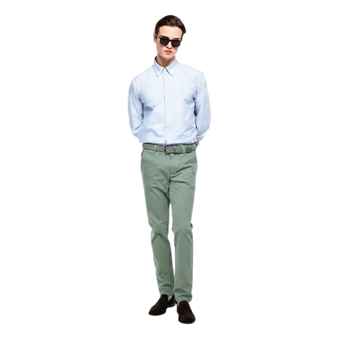 Green - Side - Boss Mens Kaito Organic Cotton Sustainable Slim Trousers