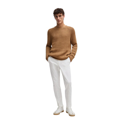 White - Side - Boss Mens Kaito Organic Cotton Sustainable Slim Trousers