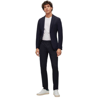 Dark Blue - Side - Boss Mens Kaito Organic Cotton Sustainable Slim Trousers