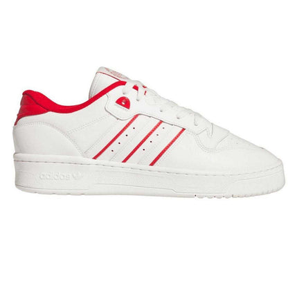 White - Front - Adidas Mens Rivalry 3 Stripes Leather Flat Trainers