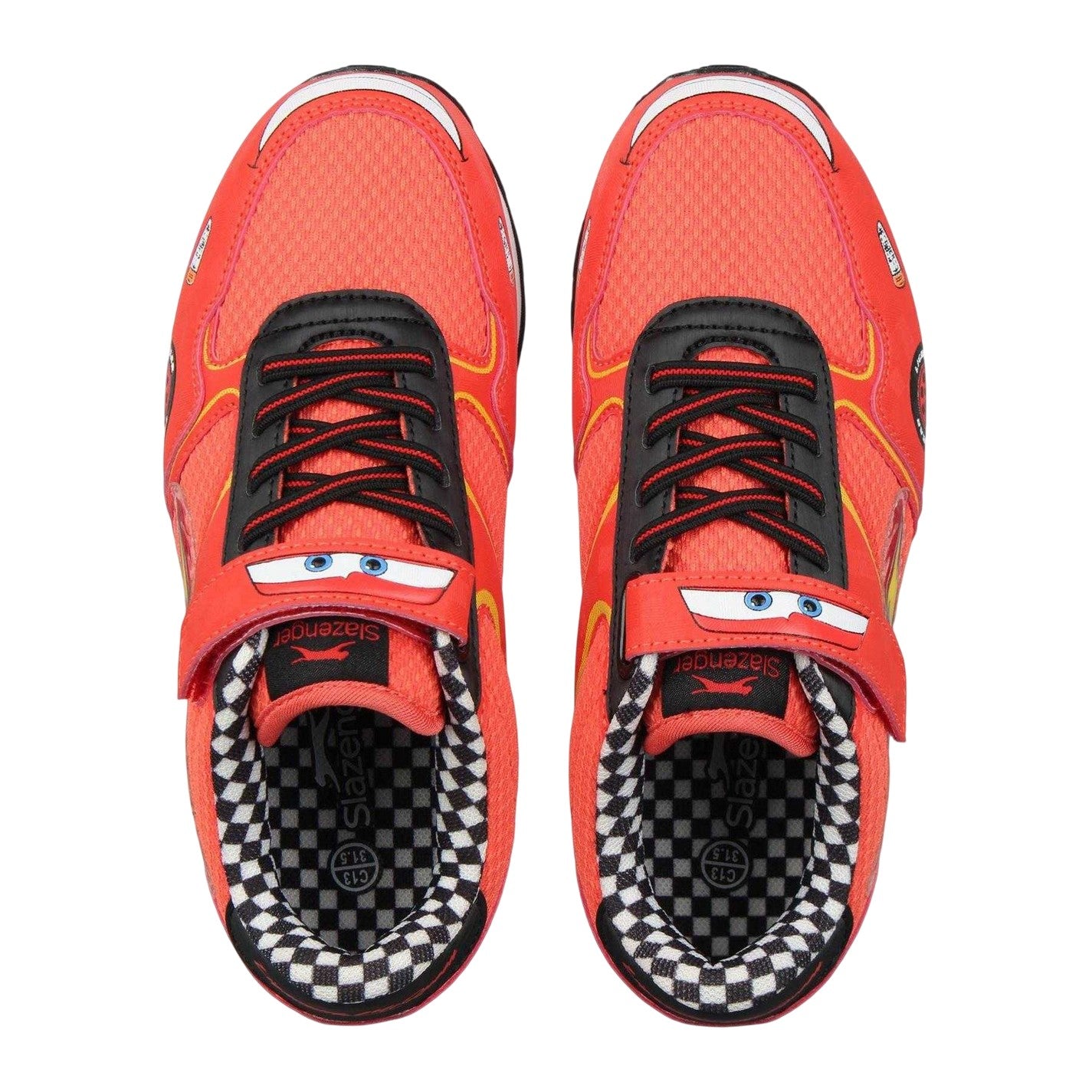 Red - Side - Slazenger Childrens-Kids Lightning McQueen Cars Leather Trainers