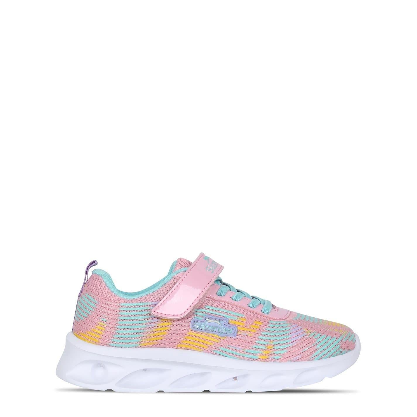 Pink - Front - Slazenger Childrens-Kids Alie 2.0 Holographic Leopard Trainers
