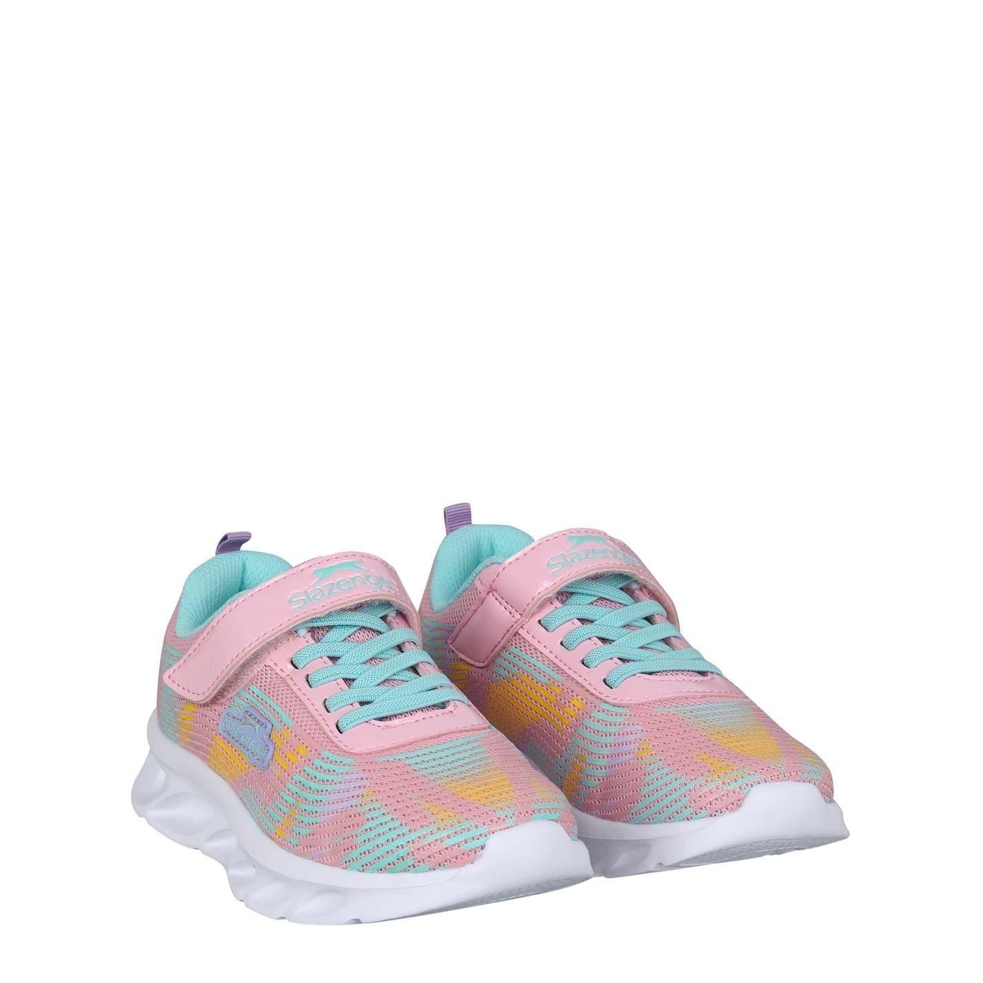 Pink - Side - Slazenger Childrens-Kids Alie 2.0 Holographic Leopard Trainers