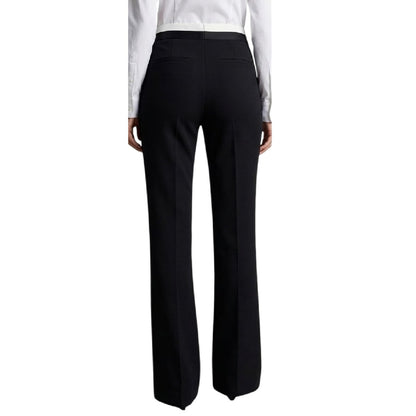 Black - Back - Off White Womens-Ladies Flared Regular Tuxedo Trousers