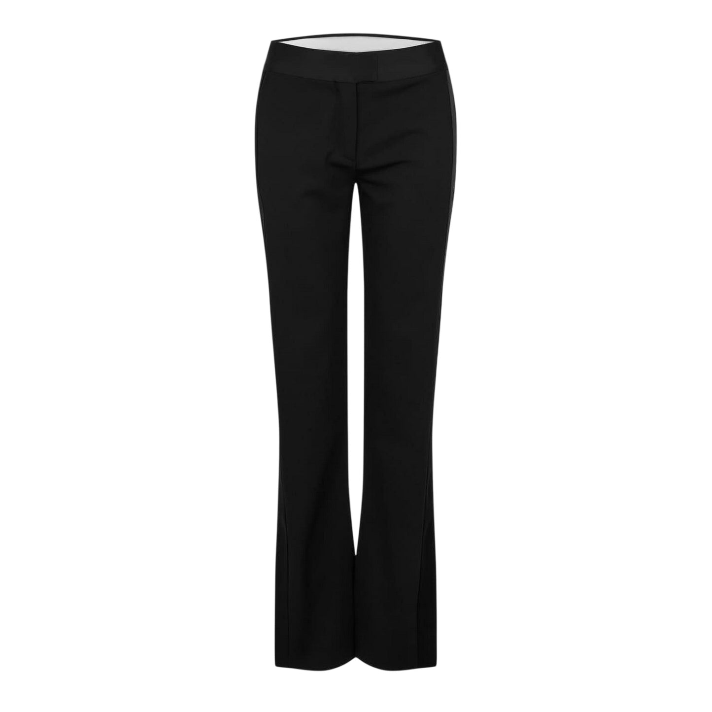 Black - Front - Off White Womens-Ladies Flared Regular Tuxedo Trousers
