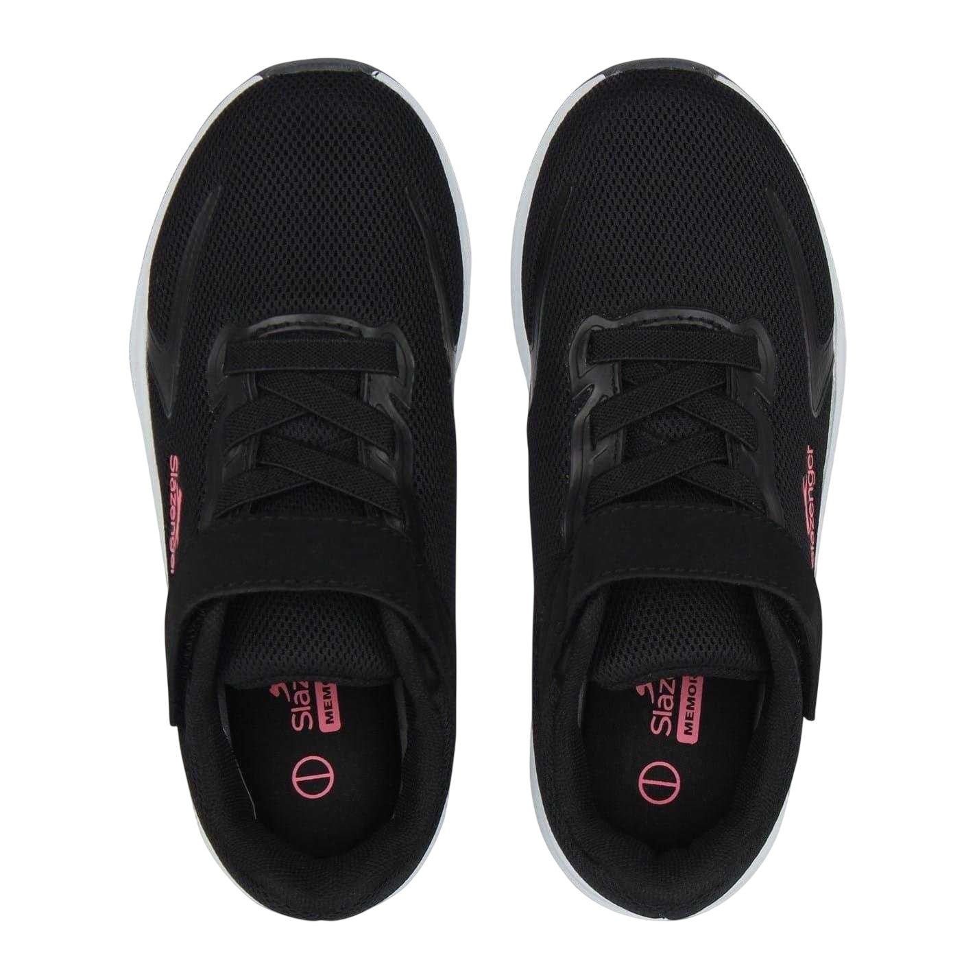 Black-Pink - Lifestyle - Slazenger Childrens-Kids Assent Hook and Loop Trainers