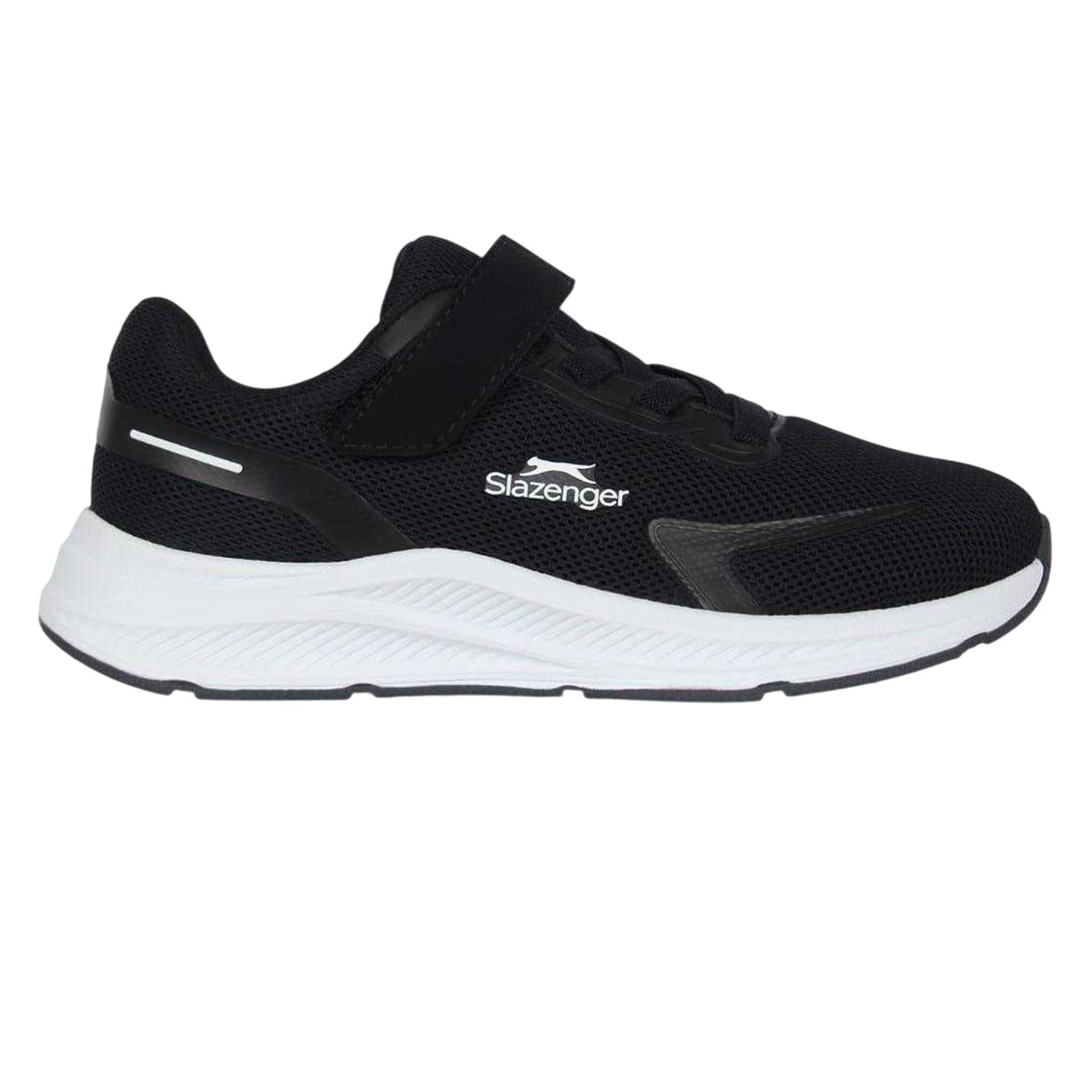 Black-White - Front - Slazenger Childrens-Kids Assent Hook and Loop Trainers