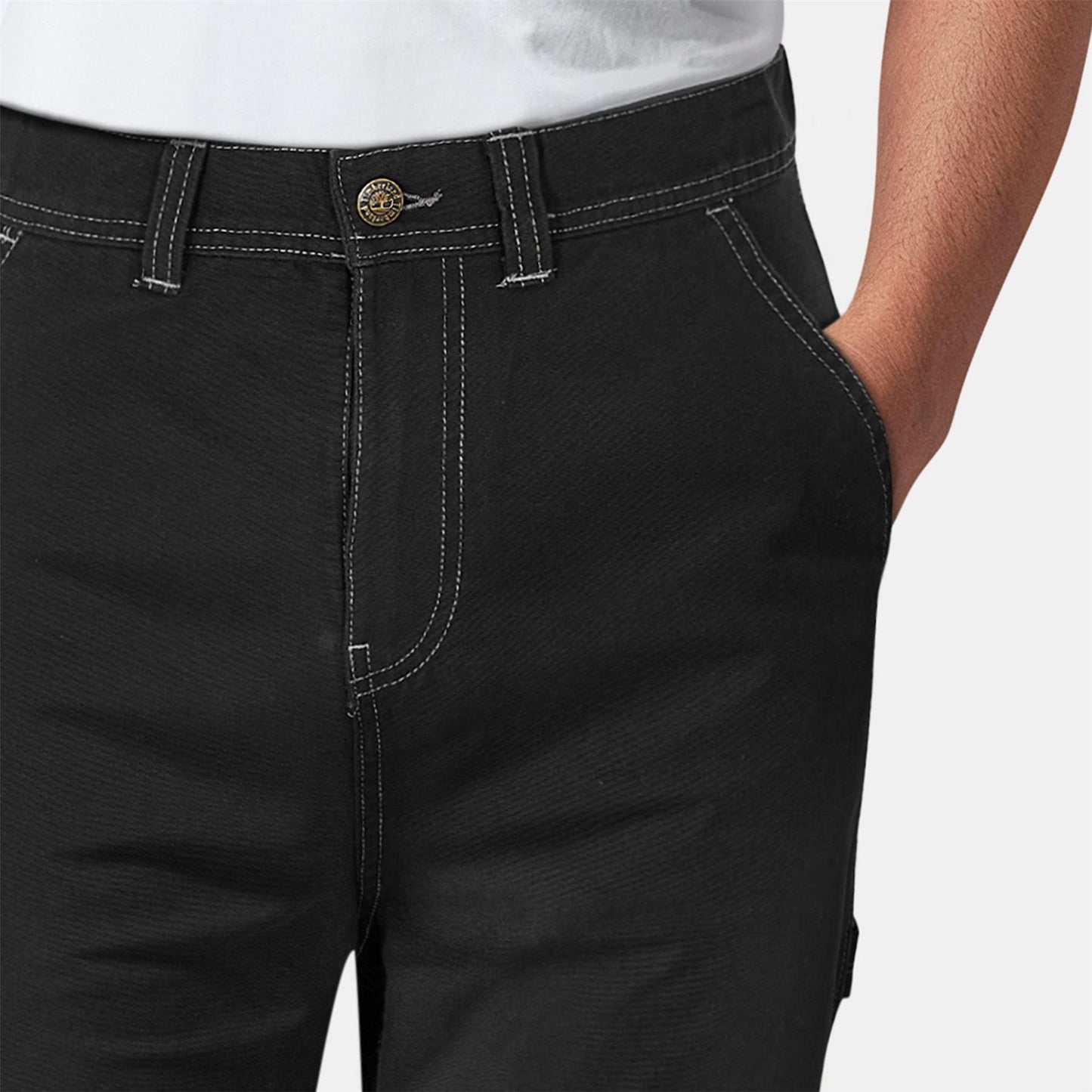 Black - Pack Shot - Timberland Mens Canvas Straight Trousers