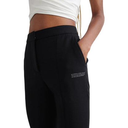 Black - Side - Off White Womens-Ladies Basic Slim Trousers
