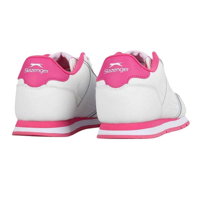 White-Cerise - Back - Slazenger Childrens-Kids Classic Leather Trainers