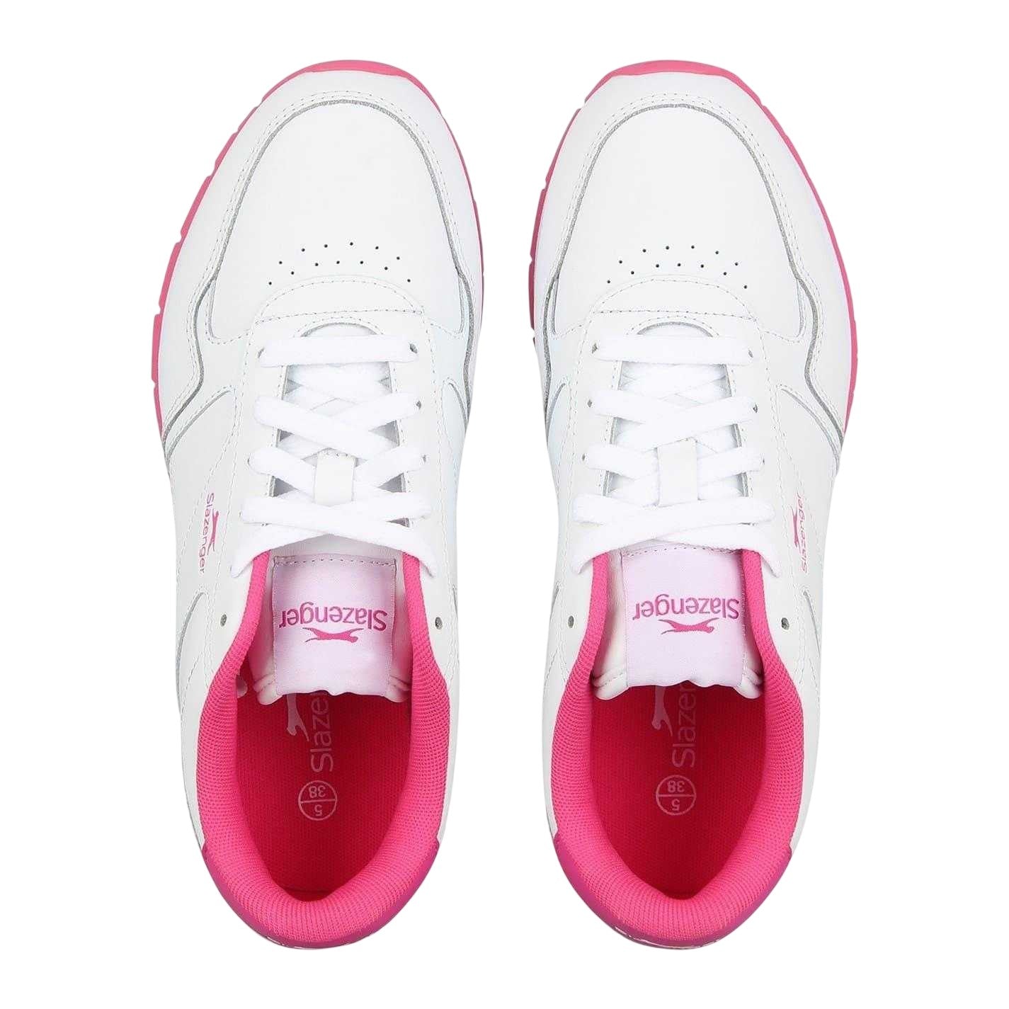 White-Cerise - Lifestyle - Slazenger Childrens-Kids Classic Leather Trainers