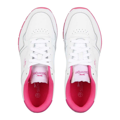 White-Cerise - Lifestyle - Slazenger Childrens-Kids Classic Leather Trainers