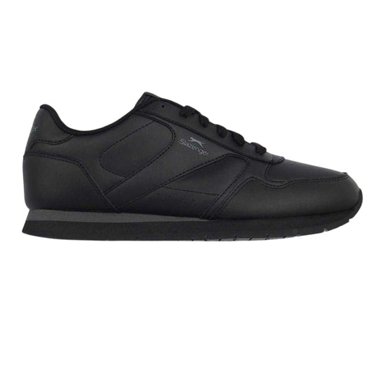 Black-Charcoal - Front - Slazenger Childrens-Kids Classic Leather Trainers