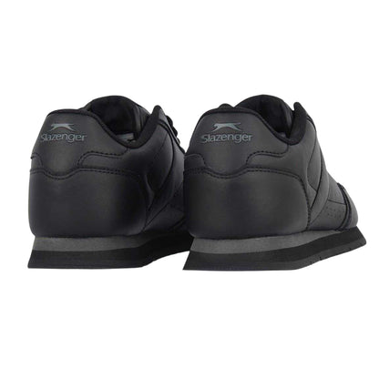 Black-Charcoal - Back - Slazenger Childrens-Kids Classic Leather Trainers