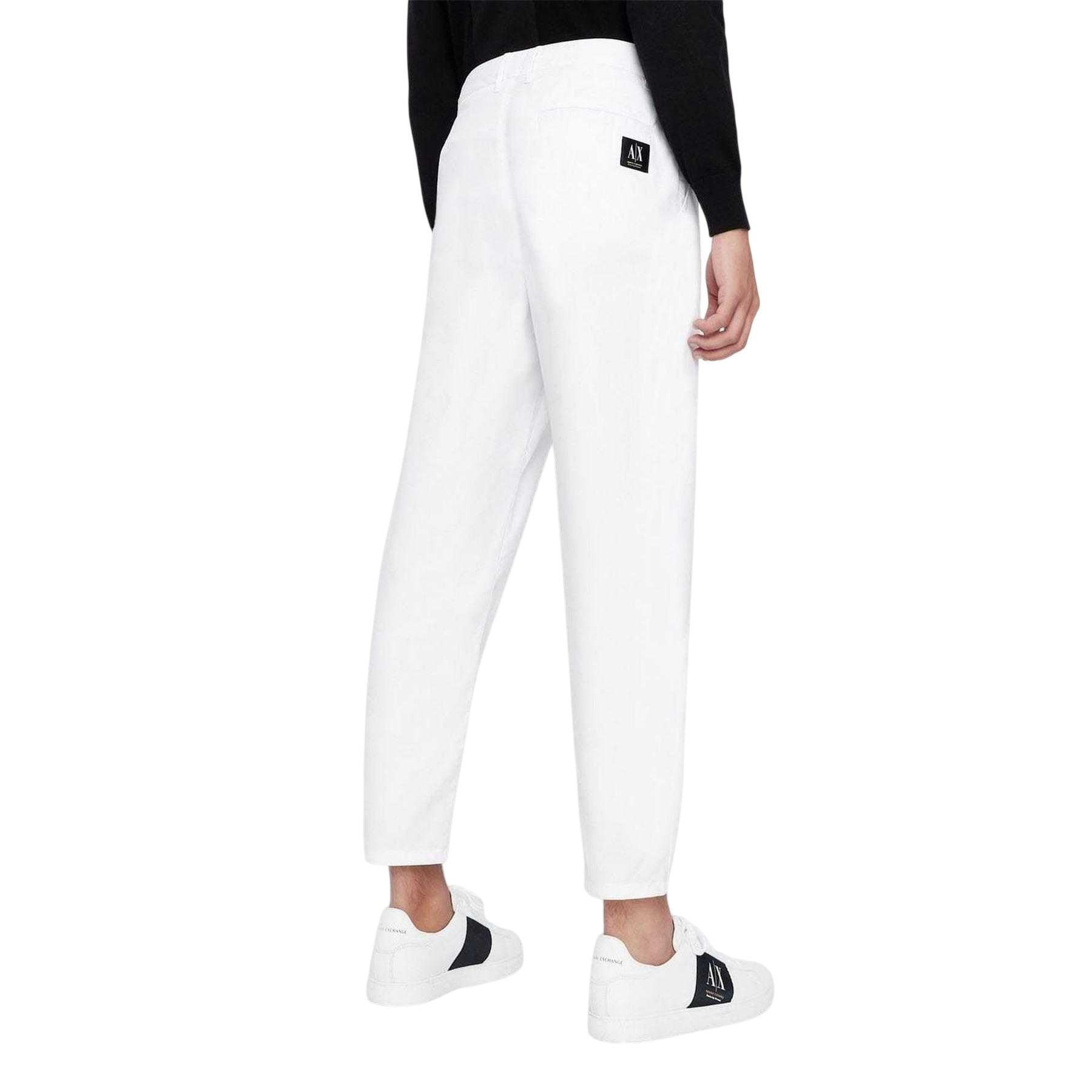 White - Back - Armani Exchange Mens Cotton Trousers