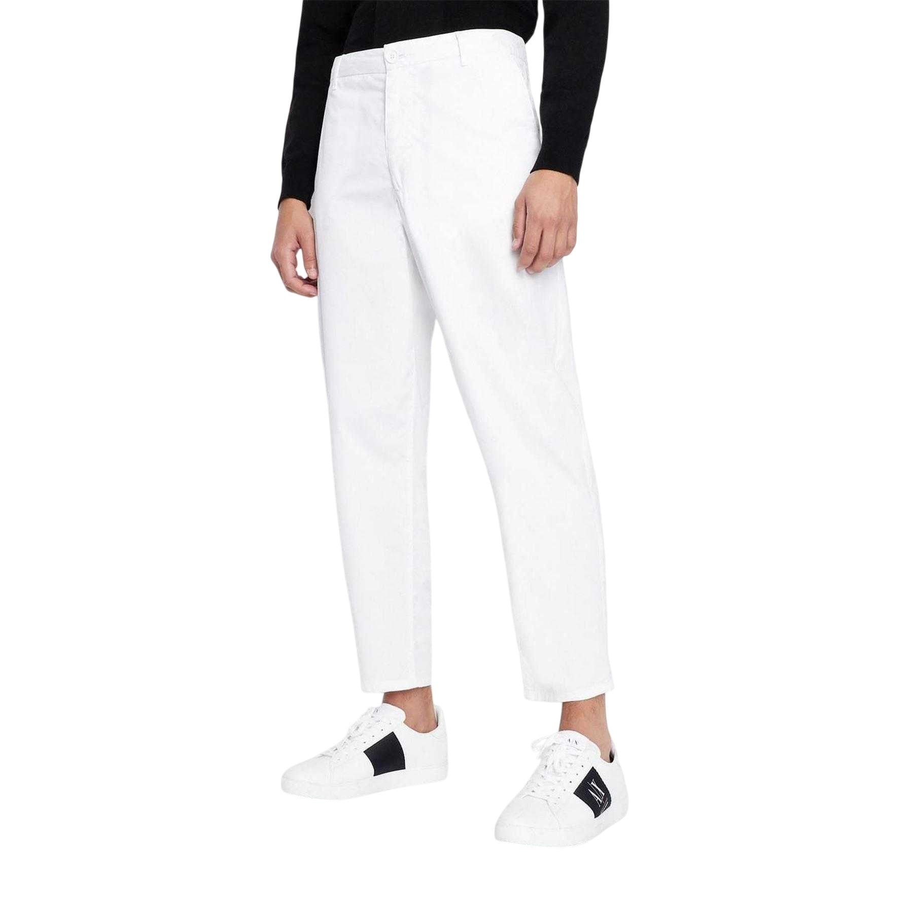 White - Side - Armani Exchange Mens Cotton Trousers