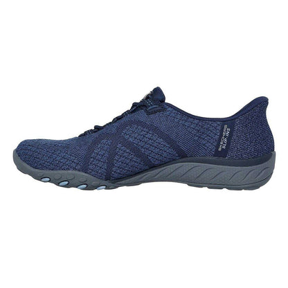 Navy - Side - Skechers Womens-Ladies Ramaya Breathe Easy Fabric Trainers