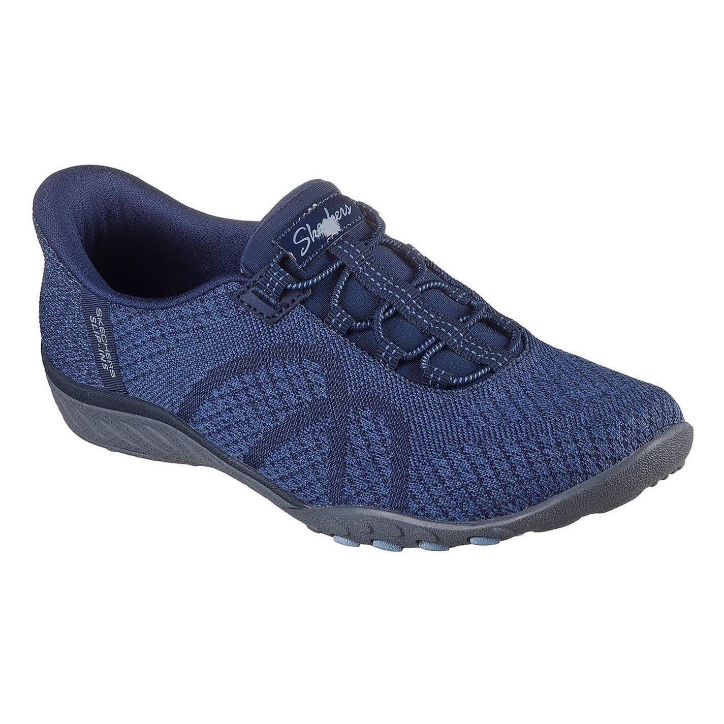 Navy - Pack Shot - Skechers Womens-Ladies Ramaya Breathe Easy Fabric Trainers
