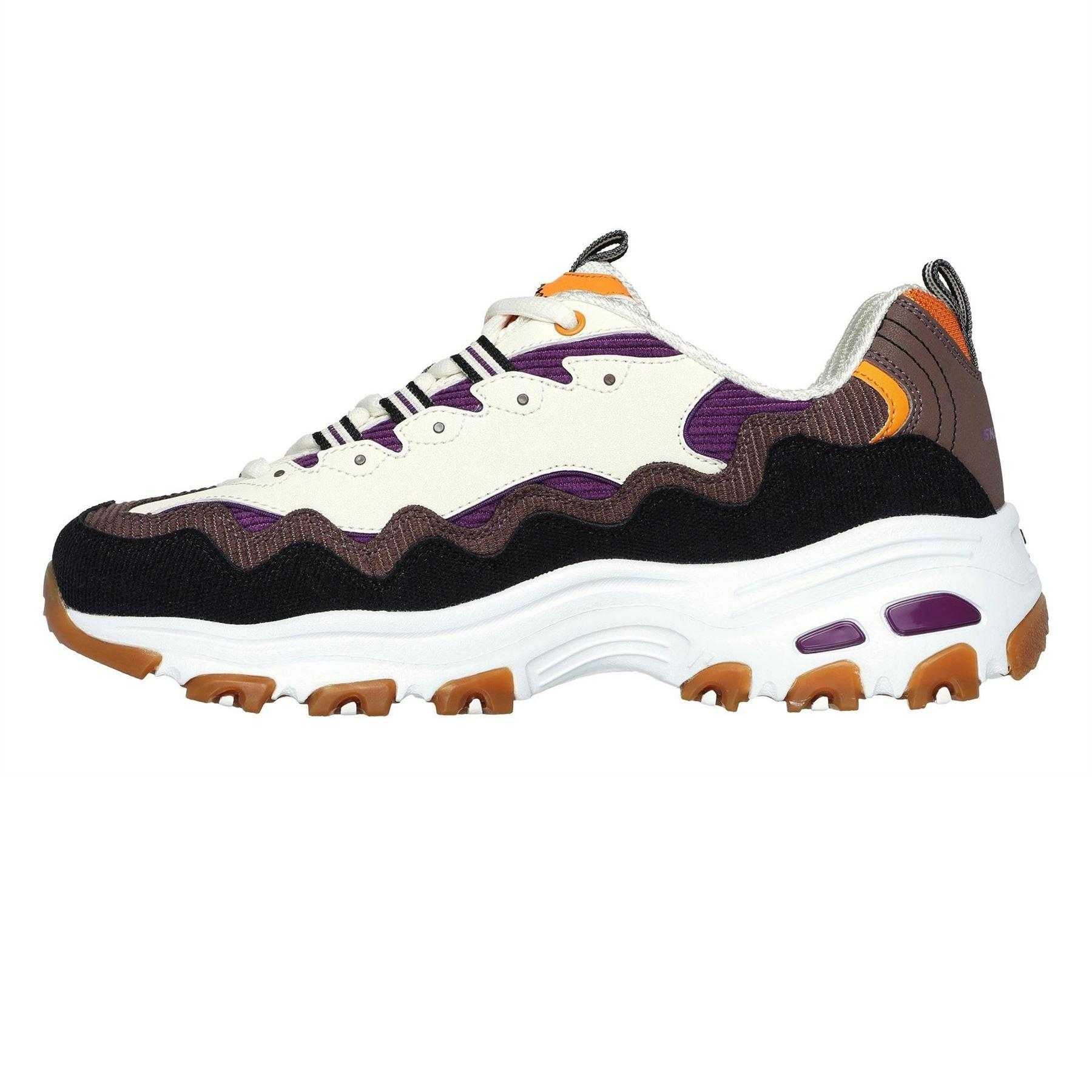Natural-Purple - Side - Skechers Childrens-Kids DLites Classic Trainers