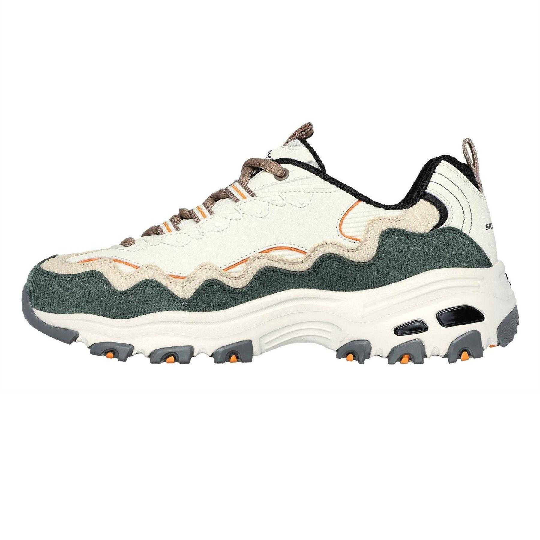 Off White-Green - Side - Skechers Childrens-Kids DLites Classic Trainers