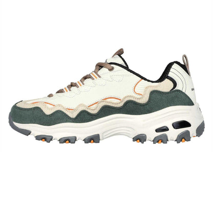 Off White-Green - Side - Skechers Childrens-Kids DLites Classic Trainers