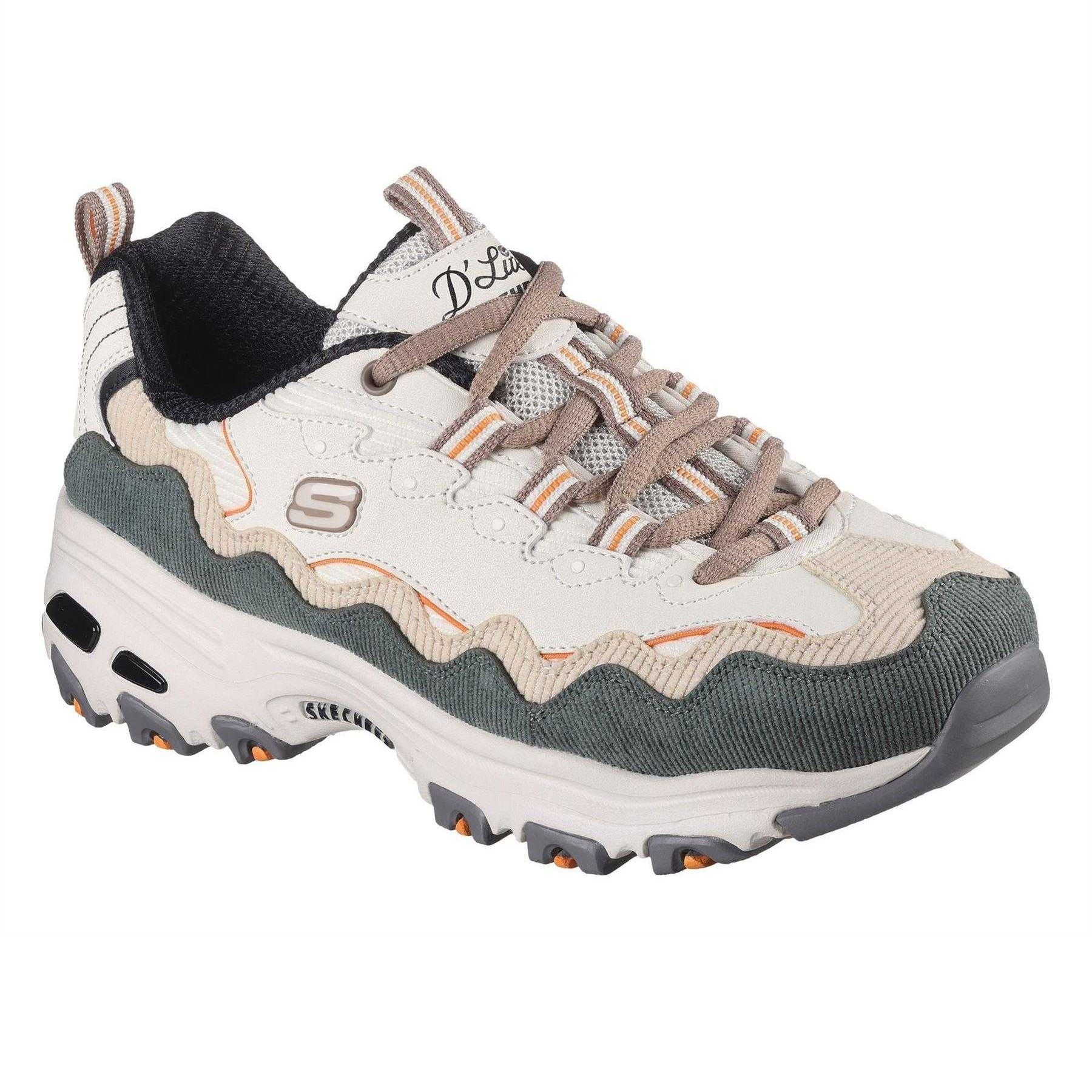 Off White-Green - Pack Shot - Skechers Childrens-Kids DLites Classic Trainers