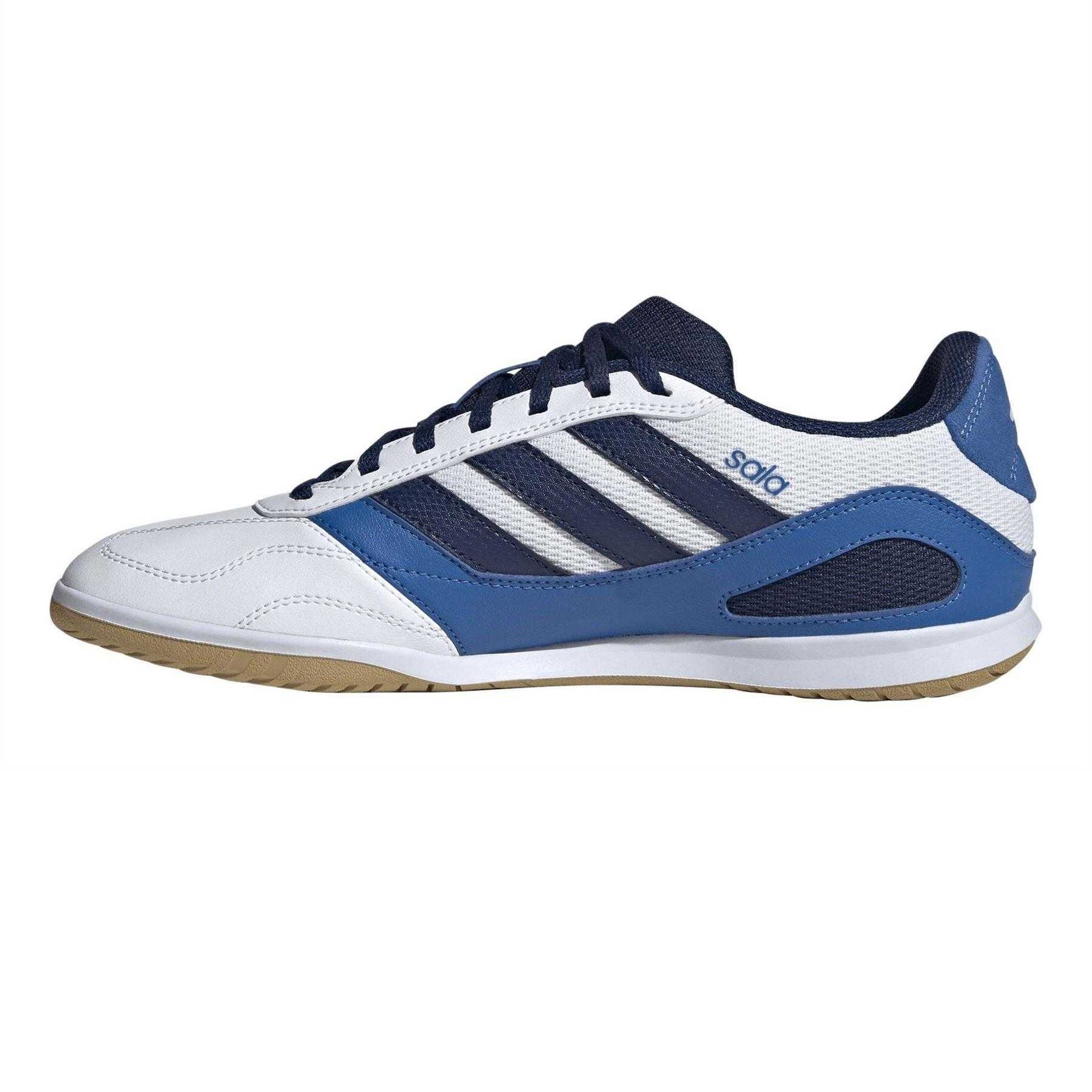 White-Blue-Silver - Side - Adidas Mens Sala Indoor Football Trainers