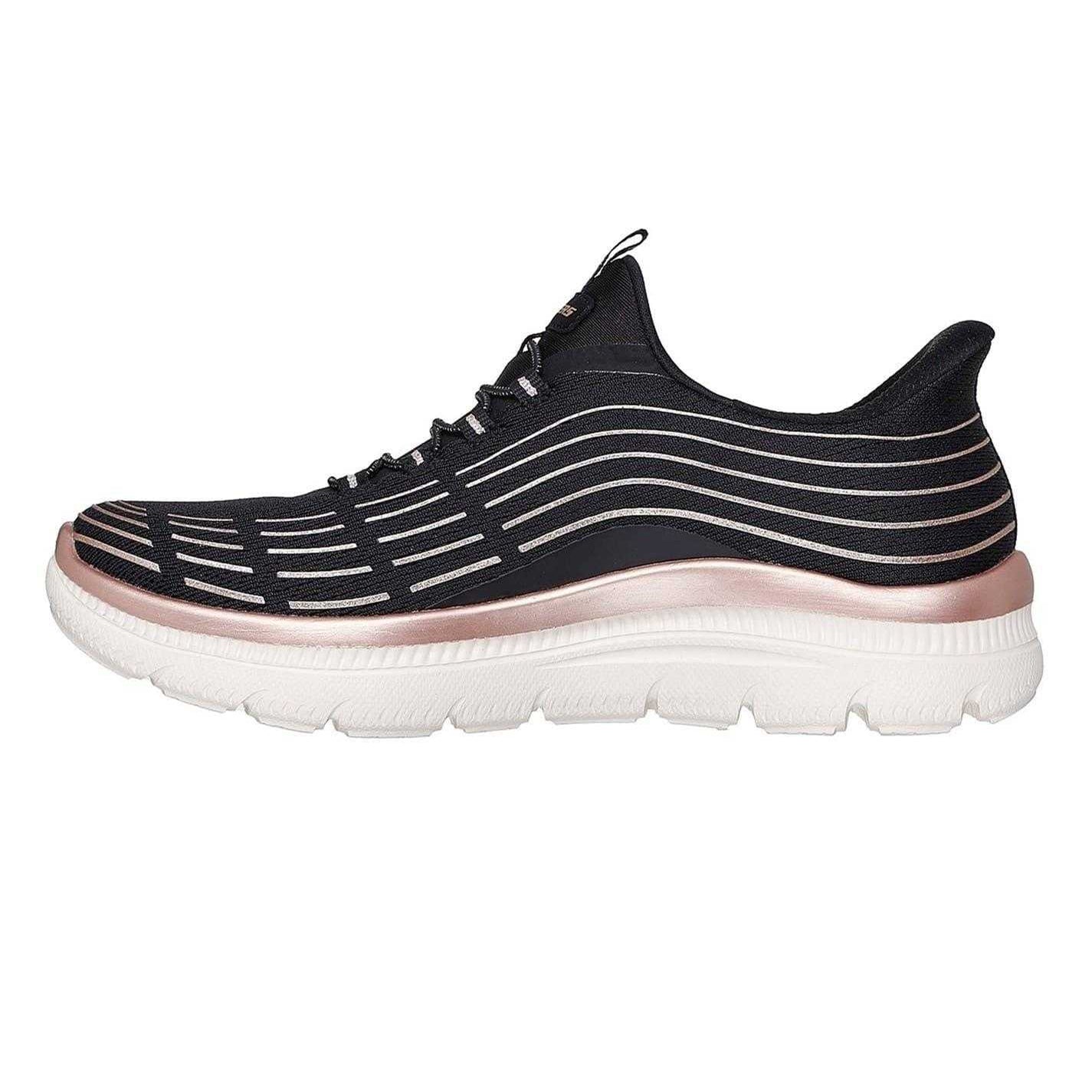 Black-Rose - Side - Skechers Womens-Ladies Glitter Slip-In Trainers