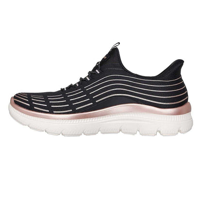 Black-Rose - Side - Skechers Womens-Ladies Glitter Slip-In Trainers